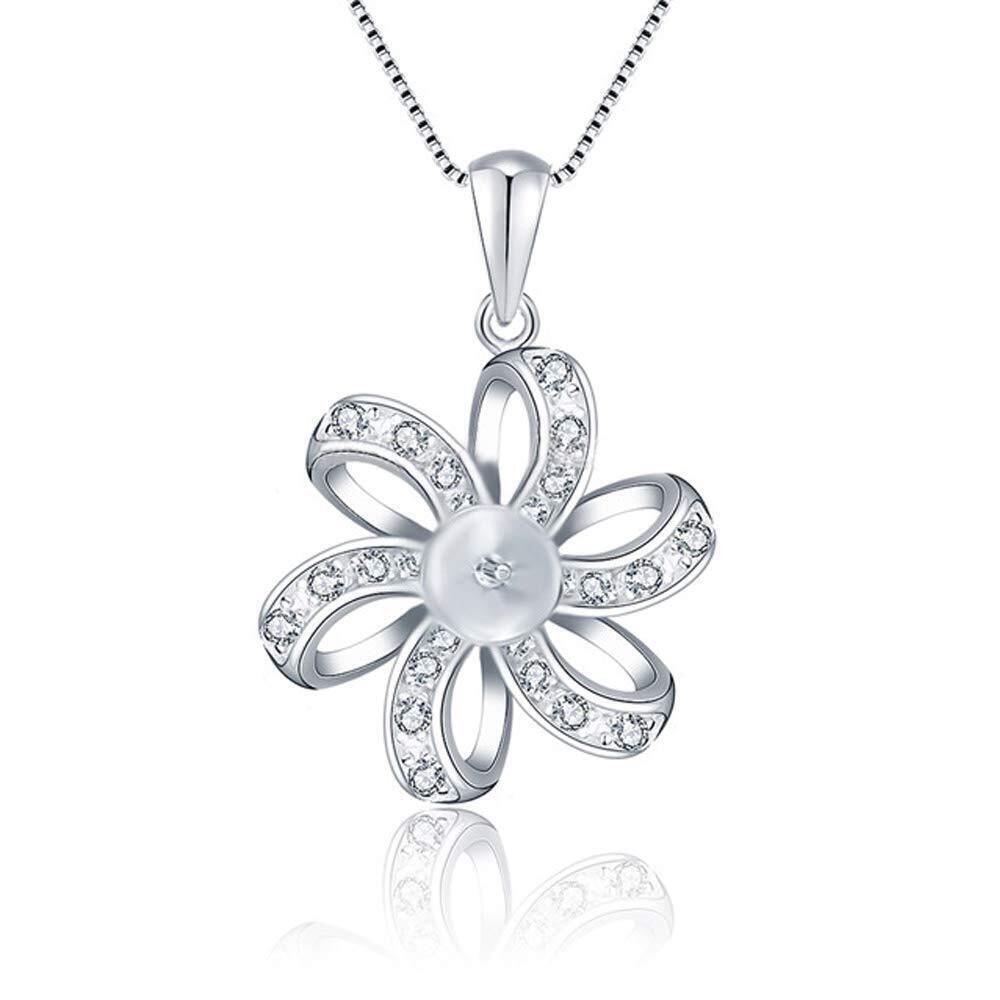 2635 Sterling Silver CZ Flower Bail Pin Pendant Fitting for Pearl Jewelry